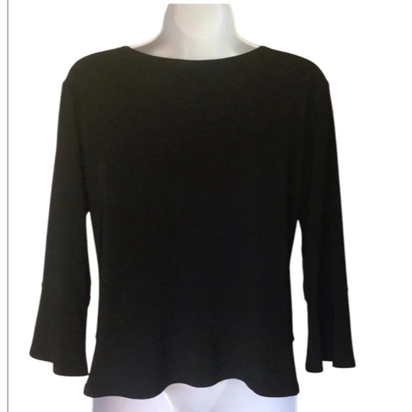 Sympli Go To bell sleeve top black 3/4 round neck Size 8 - Picture 3 of 9